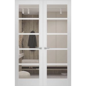 Hidden Double Doors | Quadro 4522 White Silk Concealed Metal Frame 36" x 80" (2* 18x80) Right-hand Inswing