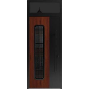 Front Exterior Aluminum Door / Ronex 0511 Bronze Oak / Prehung Entry Steel Metal Modern Painted W36"xH80+12" Right-hand Inswing