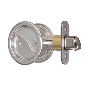 Round Sliding Pocket Lock Finger Pull - Silver