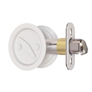 Round Sliding Pocket Lock Finger Pull - White