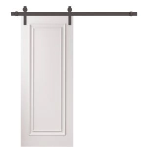Barn Door 18 x 80 inches | ROYAL 9811 White Enamel | 6.6FT Rail Track Heavy Hardware Set | Solid Panel Interior Doors