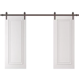Double Barn Door 36 x 80 inches | ROYAL 9811 White Enamel | 13FT Rail Track Set | Solid Panel Interior Doors
