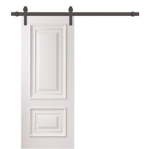 Barn Door 18 x 80 inches | ROYAL 9822 White Enamel | 6.6FT Rail Track Heavy Hardware Set | Solid Panel Interior Doors
