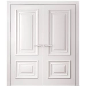 Interior Double Doors 36 x 80 inches | ROYAL 9822 White Enamel | Wood Interior Solid Panel Frame | Closet Bedroom Doors