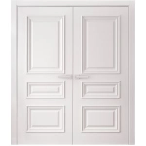Interior Double Doors 36 x 80 inches | ROYAL 9833 White Enamel | Wood Interior Solid Panel Frame | Closet Bedroom Doors