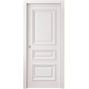 Sliding Pocket Door 42 x 84 inches | ROYAL 9833 White Enamel | Kit Rail Hardware | Solid Wood Interior Bedroom Doors