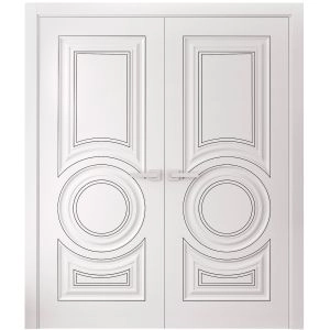 Interior Double Doors 36 x 80 inches | ROYAL 9855 White Enamel | Wood Interior Solid Panel Frame | Closet Bedroom Doors