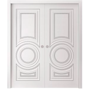 Sliding Double Pocket Doors 36 x 80 inches | ROYAL 9855 White Enamel | Kit Rail Hardware | Solid Wood Interior Bedroom Doors