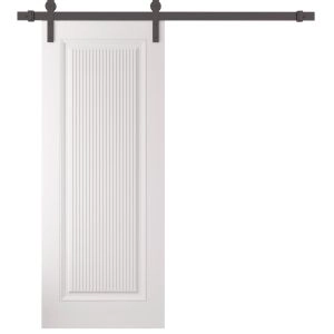 Barn Door 18 x 80 inches | ROYAL 9888 White Enamel | 6.6FT Rail Track Heavy Hardware Set | Solid Panel Interior Doors