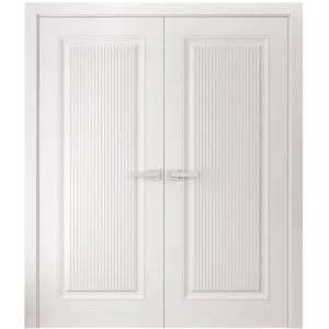 Interior Double Doors 36 x 80 inches | ROYAL 9888 White Enamel | Wood Interior Solid Panel Frame | Closet Bedroom Doors