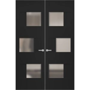 Hidden Double Doors | Sete 6933 Matte Black Concealed Metal Frame 36" x 80" (2* 18x80) Left-hand Inswing