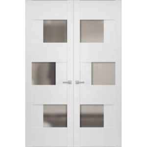 Hidden Double Doors | Sete 6933 White Silk Concealed Metal Frame 36" x 80" (2* 18x80) Right-hand Inswing