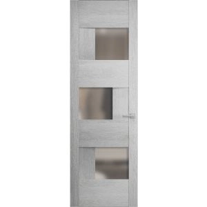 Hidden Door | Sete 6933 Light Grey Oak Concealed Metal Frame 18" x 80" Left-hand Inswing
