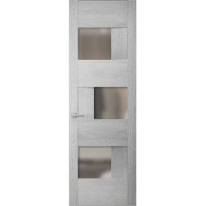 Hidden Door | Sete 6933 Light Grey Oak Concealed Metal Frame 18" x 80" Right-hand Inswing