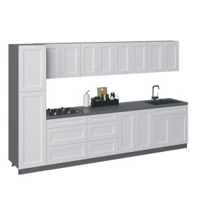 Kitchen Elegant Collection White Matte Color Base Size 11Ft Wide