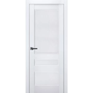 Interior Solid French Door | Veregio 7411 White Silk | Single Regular Panel Frame Trims Handle | Bathroom Bedroom Sturdy Doors 