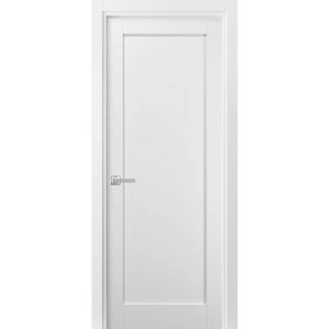Pantry Kitchen Door with Hardware | Quadro 4111 White Silk | Single Panel Frame Trims | Bathroom Bedroom Sturdy Doors 