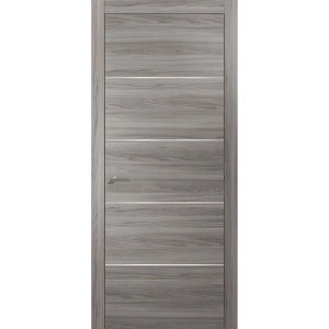 Modern Wood Interior Door with Hardware | Planum 0020 Ginger Ash | Single Pre-hung Panel Frame Trims | Bathroom Bedroom Sturdy Doors