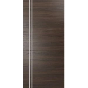 Slab Barn Door Panel | Planum 0310 Chocolate Ash and Aluminum Strips | Sturdy Finished Doors | Pocket Closet Sliding