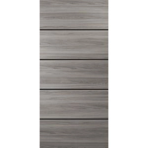 Slab Barn Door Panel | Planum 0015 Ginger Ash and Aluminum Strips | Sturdy Finished Doors | Pocket Closet Sliding