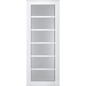 Slab Barn Door Panel | Veregio 7602 White Silk with Frosted Glass | Sturdy Finished Doors | Pocket Closet Sliding