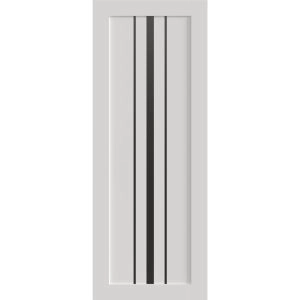 Slab Door Panel 18 x 80 inches | BASIC 4903 White with Black Glass | Bathroom Bedroom Doors