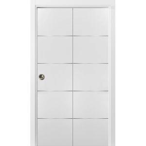 Sliding Closet Bi-fold Doors | Planum 0020 White Silk | Sturdy Tracks Moldings Trims Hardware Set | Wood Solid Bedroom Wardrobe Doors 