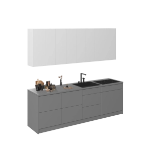Kitchen Fusion Collection Gray & White Gloss Color Base Size 8.5Ft Wide