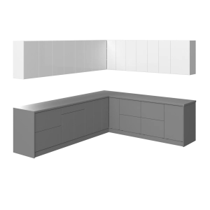 Kitchen Modern Collection Gray & White Gloss Color Base Size 10x8,5Ft Wide