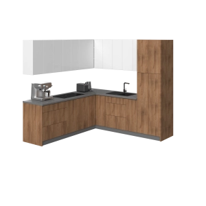 Kitchen Urban Collection Natural Teak & White Gloss Color Base Size 8x8Ft Wide