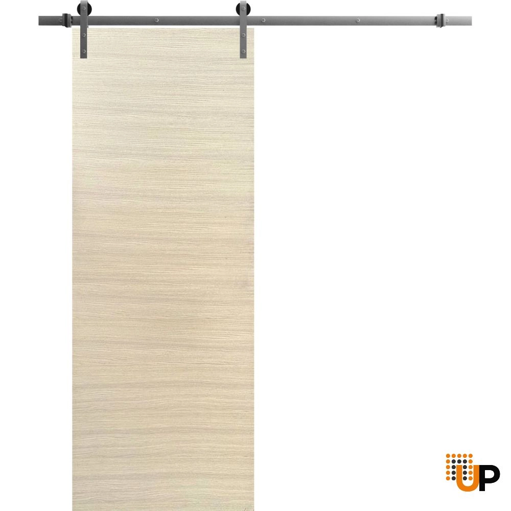Single solid wood with honeycomb sliding modern interior barn door | Planum 0010 Natural Veneer | 18 x 80 photo#1