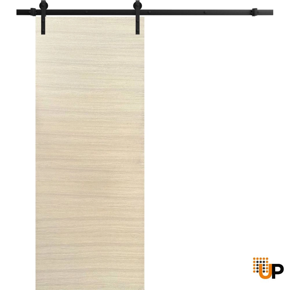 Single solid wood with honeycomb sliding modern interior barn door | Planum 0010 Natural Veneer | 18 x 80 photo#1