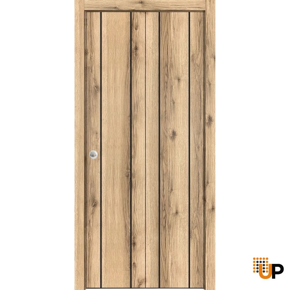 2 folding panels solid wood with honeycomb sliding modern interior bi-fold door | Planum 0017 Oak | 56 x 84 (2* 28x84) photo#1