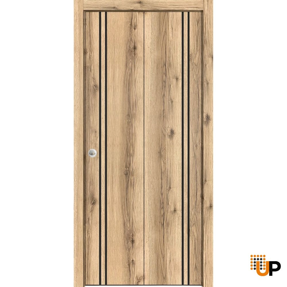 2 folding panels solid wood with honeycomb sliding modern interior bi-fold door | Planum 0016 Oak | 36 x 80 (2* 18x80) photo#1