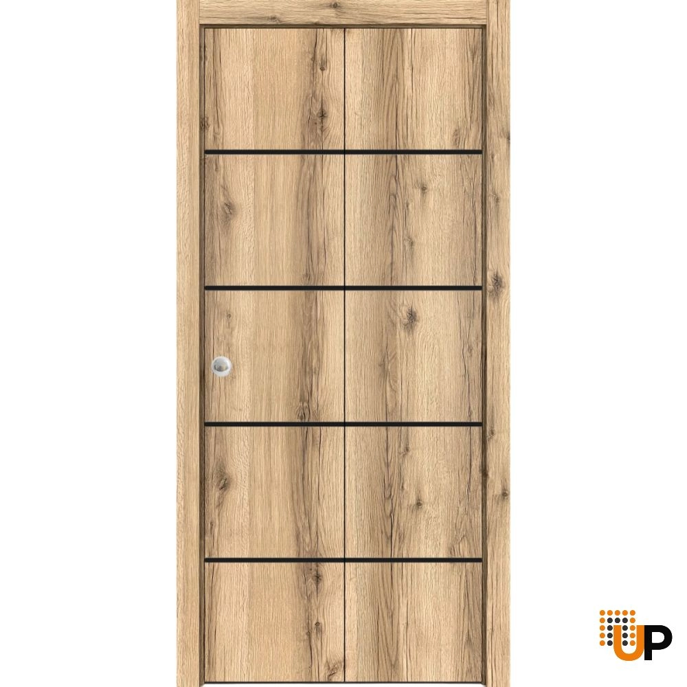 2 folding panels solid wood with honeycomb sliding modern interior bi-fold door | Planum 0015 Oak | 36 x 80 (2* 18x80) photo#1