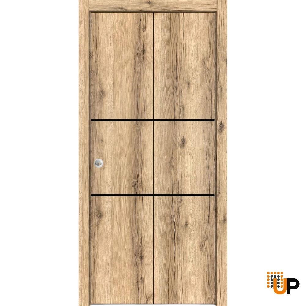 2 folding panels solid wood with honeycomb sliding modern interior bi-fold door | Planum 0014 Oak | 36 x 80 (2* 18x80) photo#1
