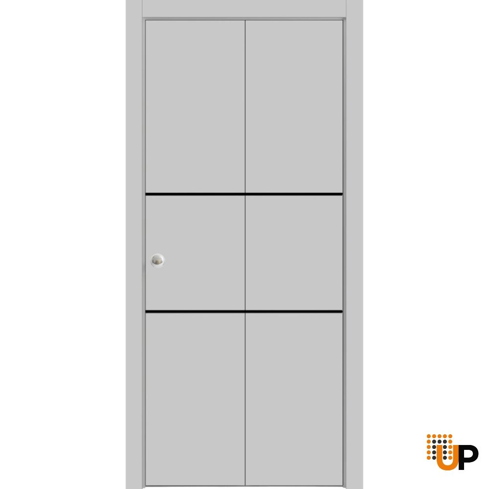 2 folding panels solid wood with honeycomb sliding modern interior bi-fold door | Planum 0014 Matte Grey | 36 x 80 (2* 18x80) photo#1