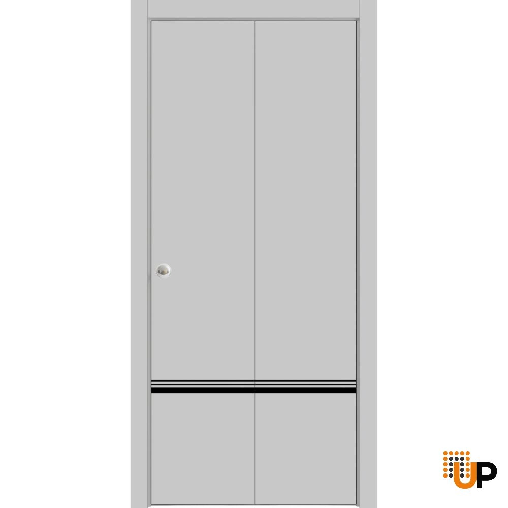 2 folding panels solid wood with honeycomb sliding flush interior bi-fold door | Planum 0012 Matte Grey | 36 x 80 (2* 18x80) photo#1