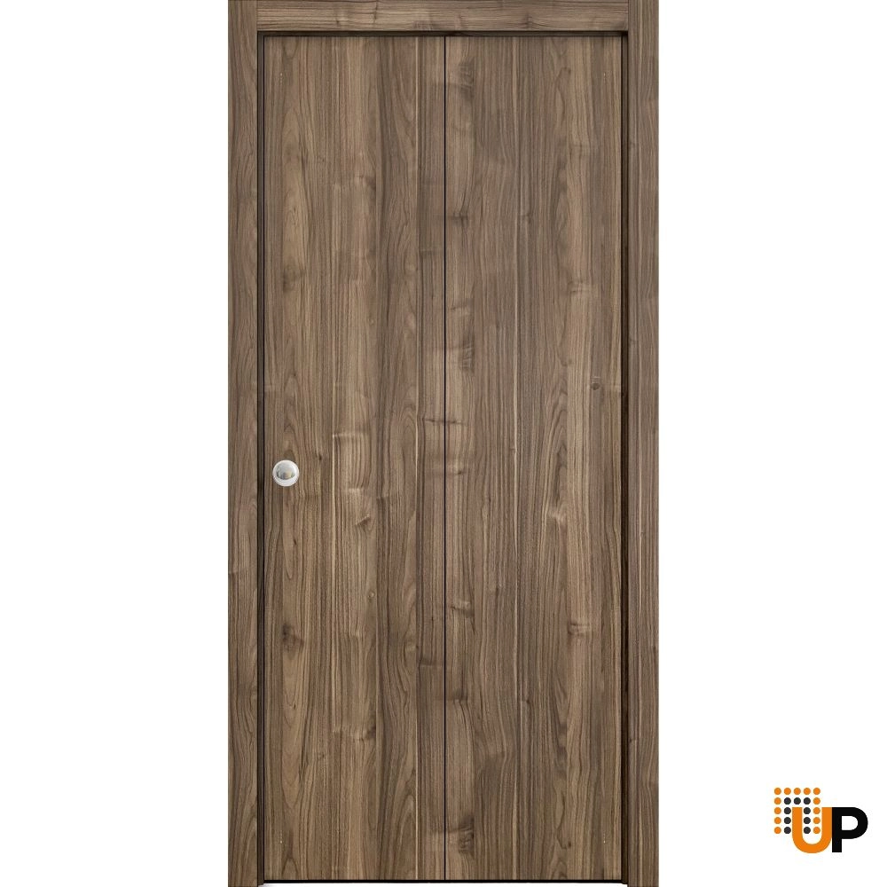 2 folding panels solid wood with honeycomb sliding modern interior bi-fold door | Planum 0010 Walnut | 36 x 80 (2* 18x80) photo#1