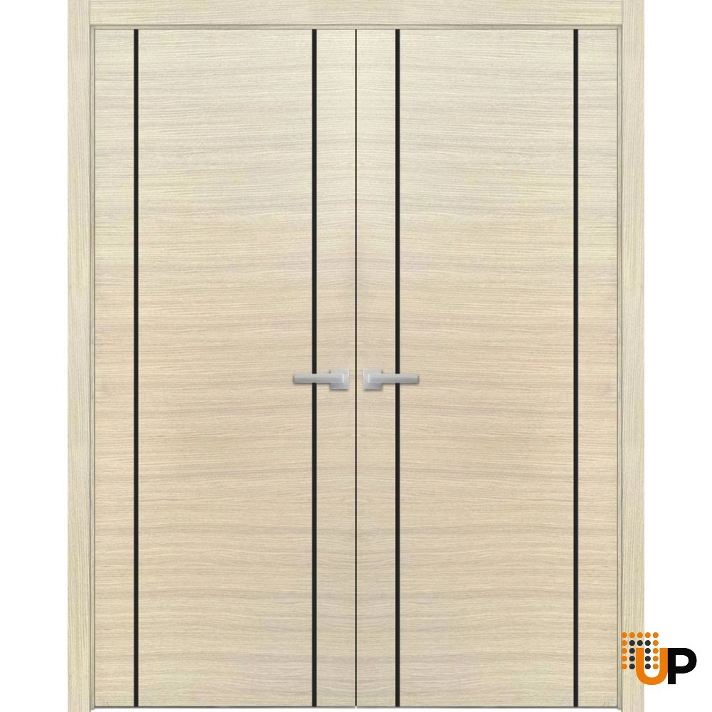 Double solid wood with honeycomb french interior swing double door | Planum 0017 Natural Veneer | 36 x 80 (2* 18x80) photo#1