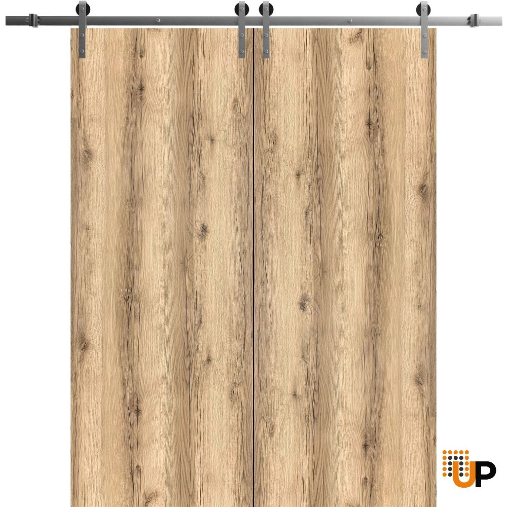 Double solid wood with honeycomb sliding french interior barn double door | Planum 0010 Oak | 36 x 80 (2* 18x80) photo#1