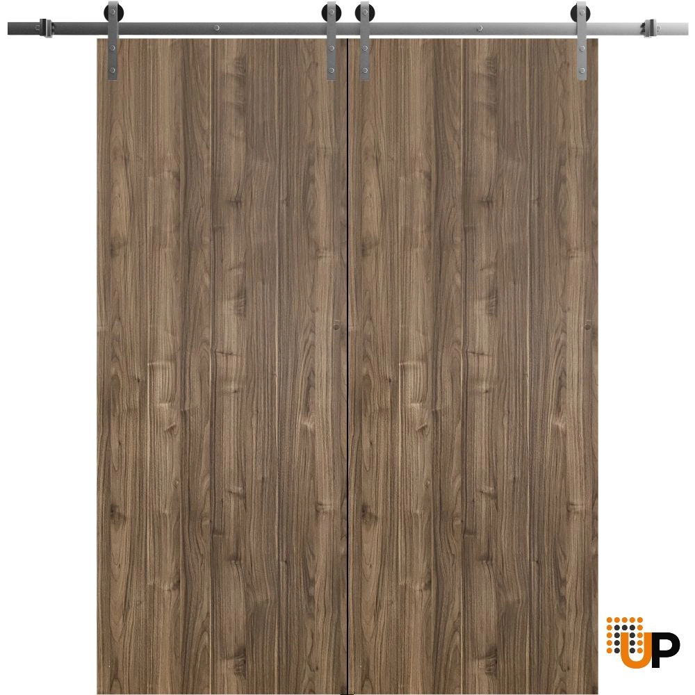 Double solid wood with honeycomb sliding french interior barn double door | Planum 0010 Walnut | 36 x 80 (2* 18x80) photo#1