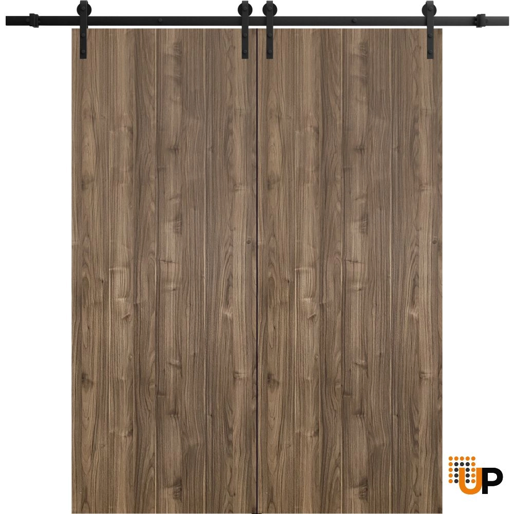 Double solid wood with honeycomb sliding french interior barn double door | Planum 0010 Walnut | 36 x 80 (2* 18x80) photo#1