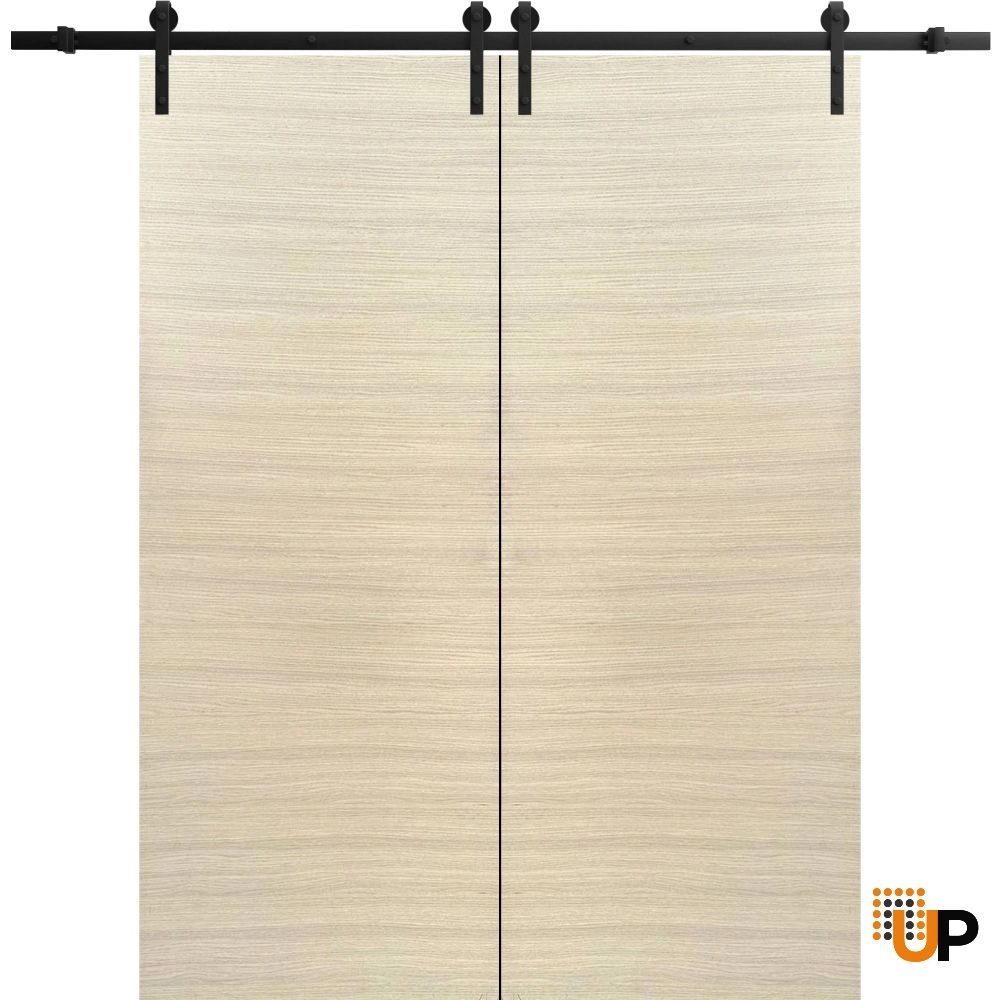 Double solid wood with honeycomb sliding french interior barn double door | Planum 0010 Natural Veneer | 36 x 80 (2* 18x80) photo#1