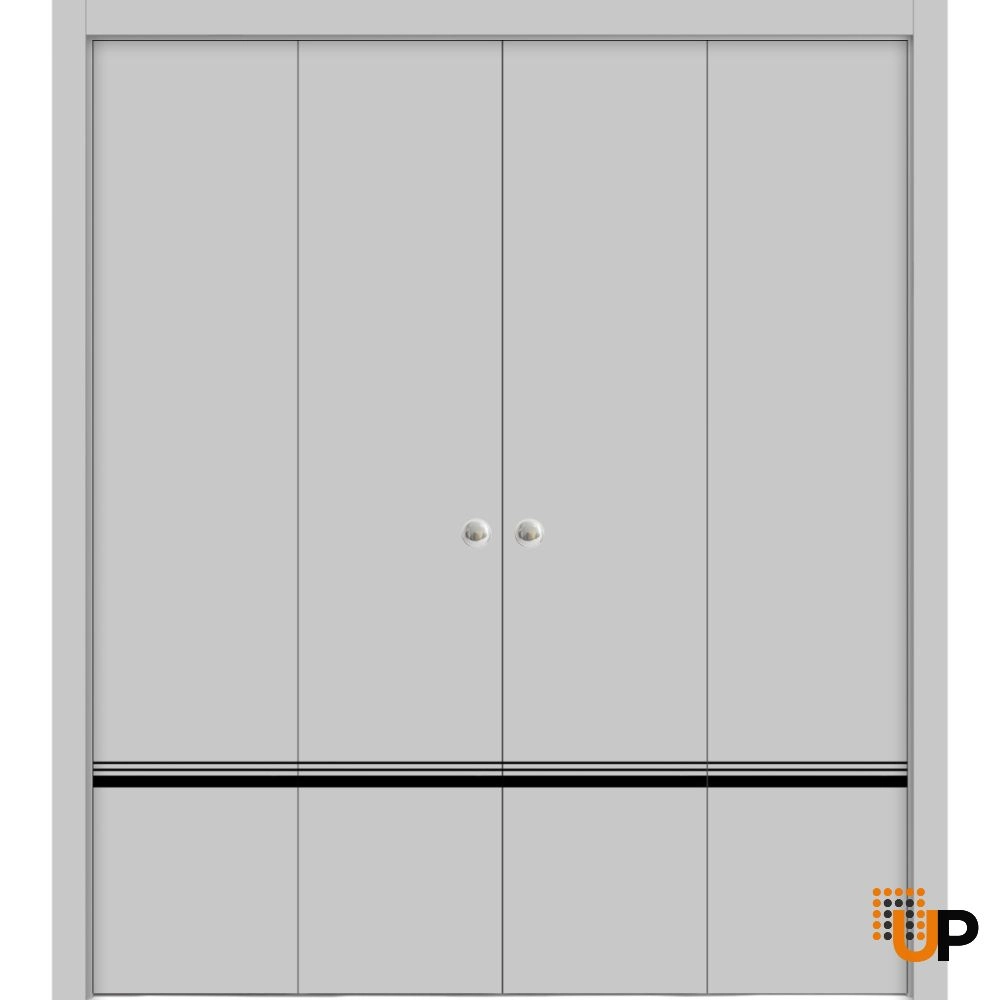 4 folding panels solid wood with honeycomb sliding flush interior bi-fold double door | Planum 0012 Matte Grey | 72 x 80 (4* 18x80) photo#1