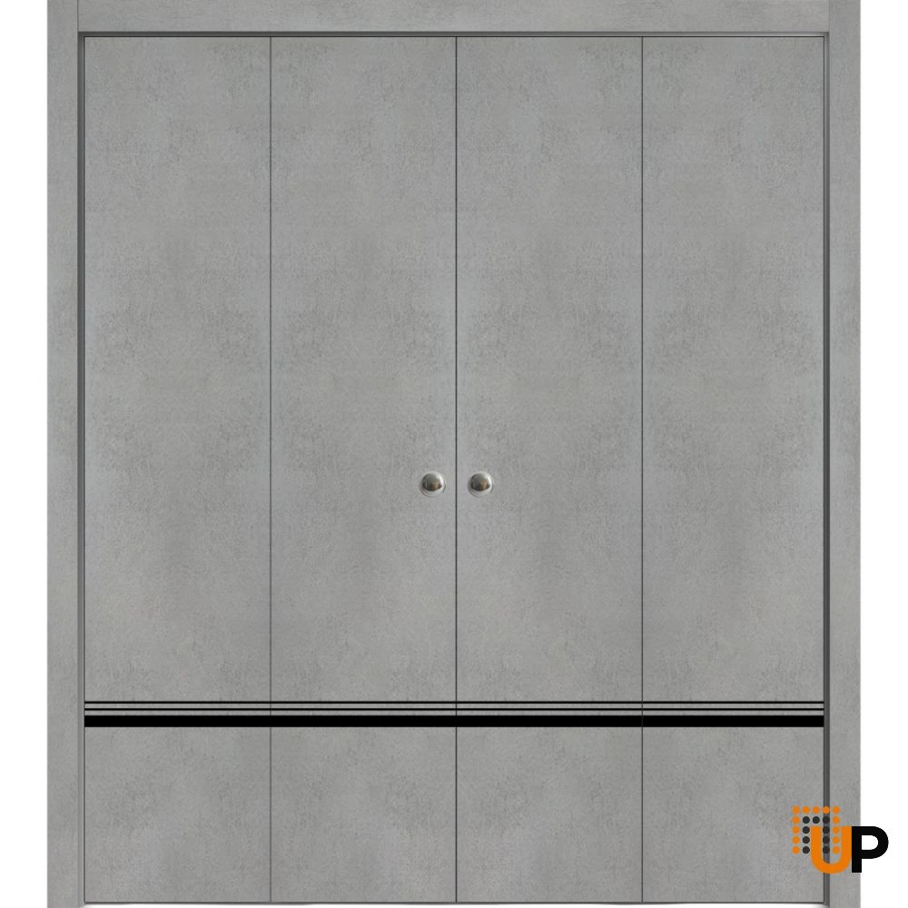 4 folding panels solid wood with honeycomb sliding modern interior bi-fold double door | Planum 0012 Concrete | 72 x 80 (4* 18x80) photo#1