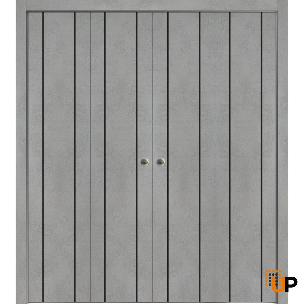 4 folding panels solid wood with honeycomb sliding modern interior bi-fold double door | Planum 0017 White | 72 x 80 (4* 18x80) photo#1