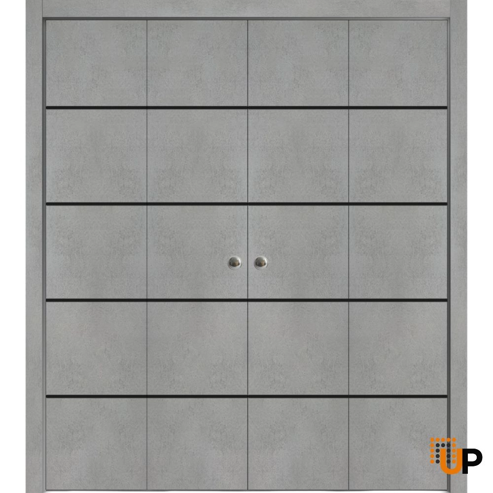 4 folding panels solid wood with honeycomb sliding modern interior bi-fold double door | Planum 0015 Concrete | 72 x 80 (4* 18x80) photo#1