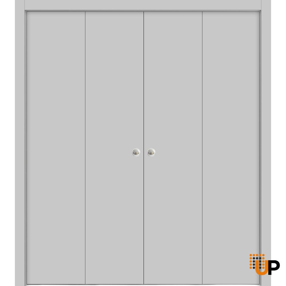 4 folding panels solid wood with honeycomb sliding modern interior bi-fold double door | Planum 0010 Matte Grey | 72 x 80 (4* 18x80) photo#1