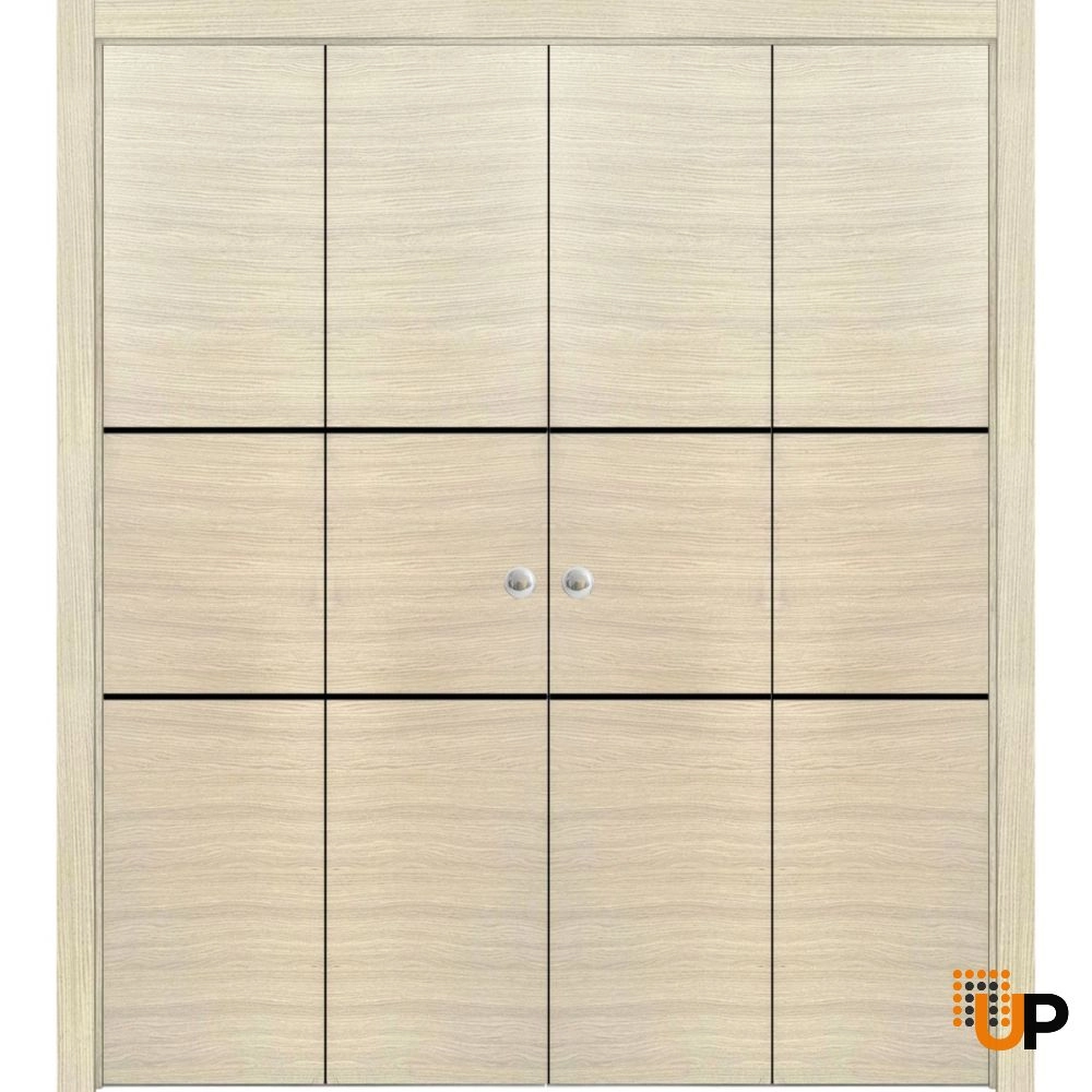 4 folding panels solid wood with honeycomb sliding modern interior bi-fold double door | Planum 0014 Natural Veneer | 72 x 80 (4* 18x80) photo#1